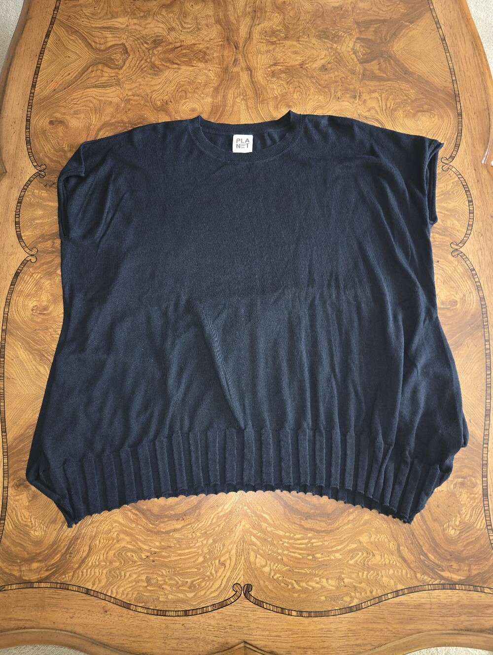 Planet Black Pima Cotton Tencel Knit Pullover Lagenlook Sweater One Size Womens